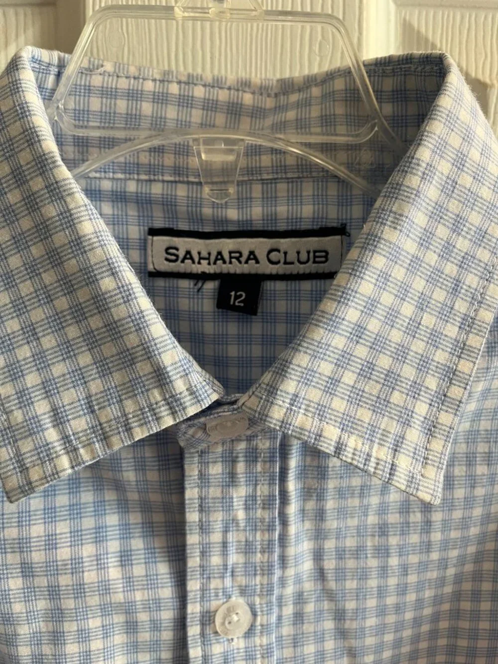 Boys size 12 Sahara Club long sleeved checked button down shirt